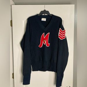 VTG Bristol Made USA-  Women's Volleyball  Knit Award Sweater- Black-sz 44-L